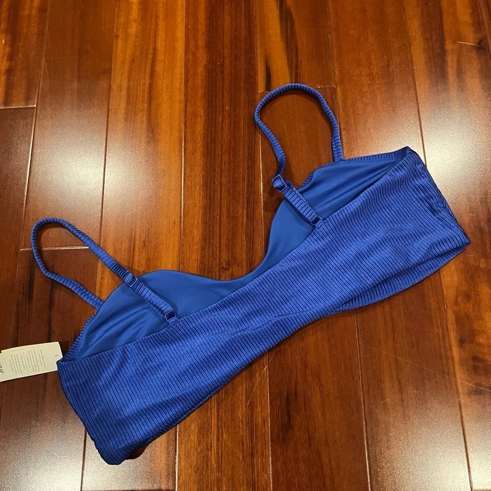 New NWT Aerie‎ Blue Ribbed Bandeau Bikini Swim Top Plus Size XXL